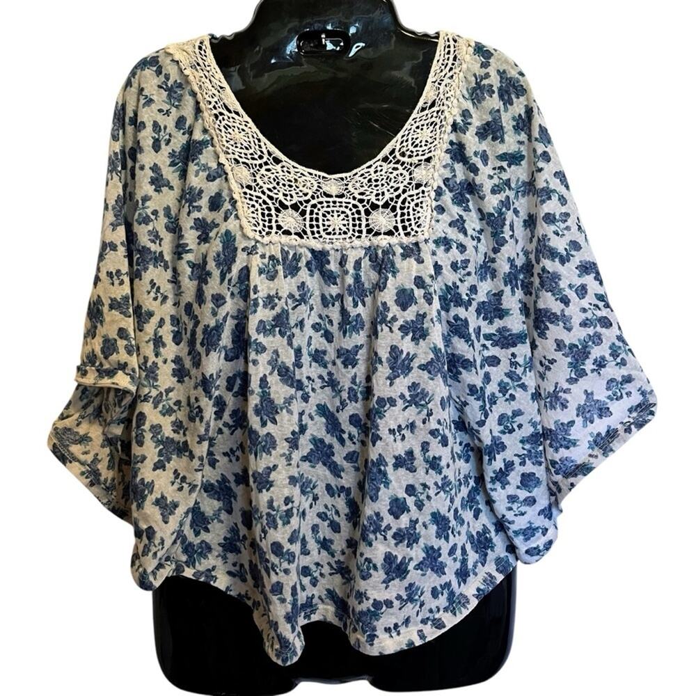 Vintage Wet Seal Floral Crochet Boho Top XS Cottagecore Fairycore Y2K Dolman‎